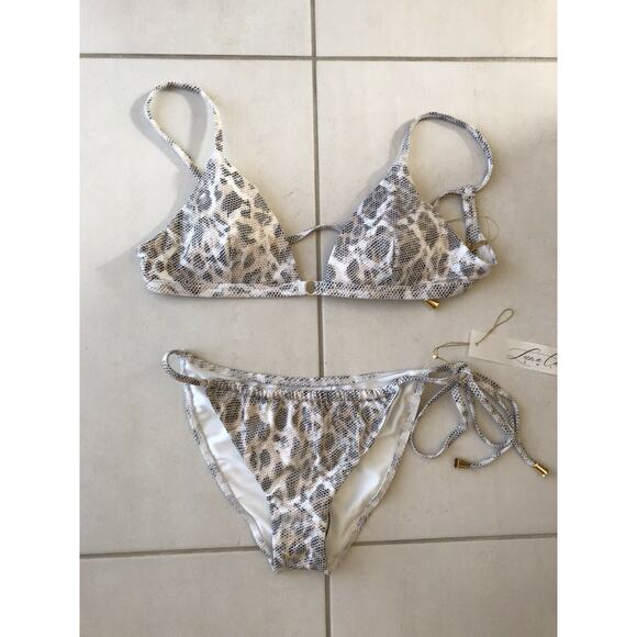 Luna Cara Swim Serengheti Animal Print Cheeky Triangle Bikini Set Swimwear - Picture 1 of 12